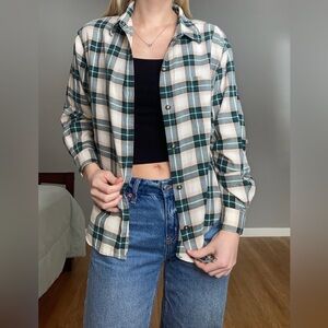 Hunt Club Green and Cream Plaid Button Down Shirt